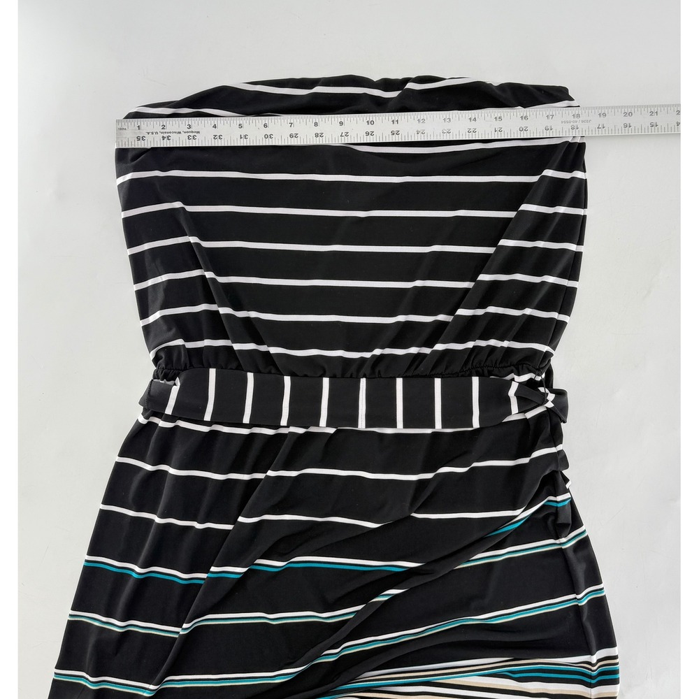 White House Black Market Liquid Knit Striped Strapless Belted Dress Size L Boho View 5